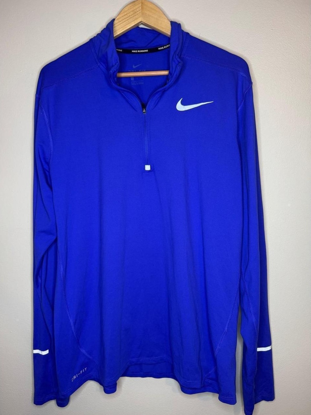 Nike Royal Blue Long-Sleeve Quarter-Zip Running Dri-Fit Top - Size Large